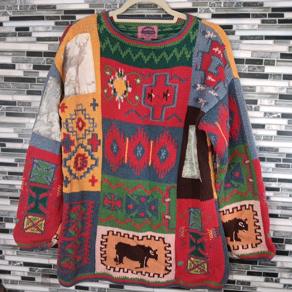 Colorful Patchwork Sweater Cambridge Country Stor… - image 1